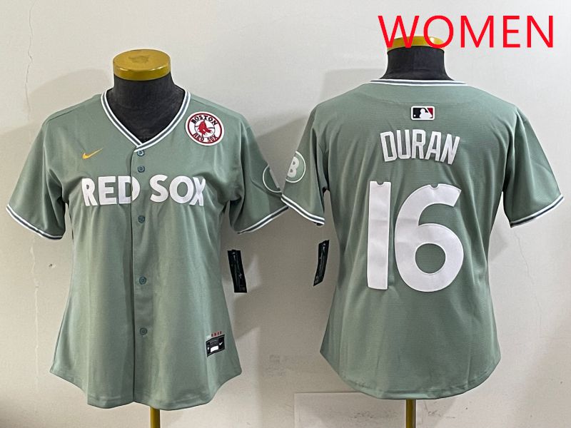 Women 2025 Boston Red Sox #16 Duran Light Green Joint Name Nike MLB Jersey style 19
